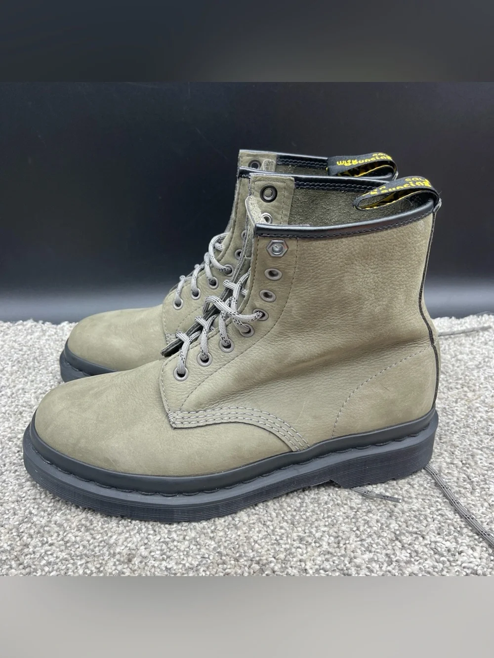 Dr. Martens 1460 8-eyelet boot Nickel Grey milled nubuck leather Men’s Size 9